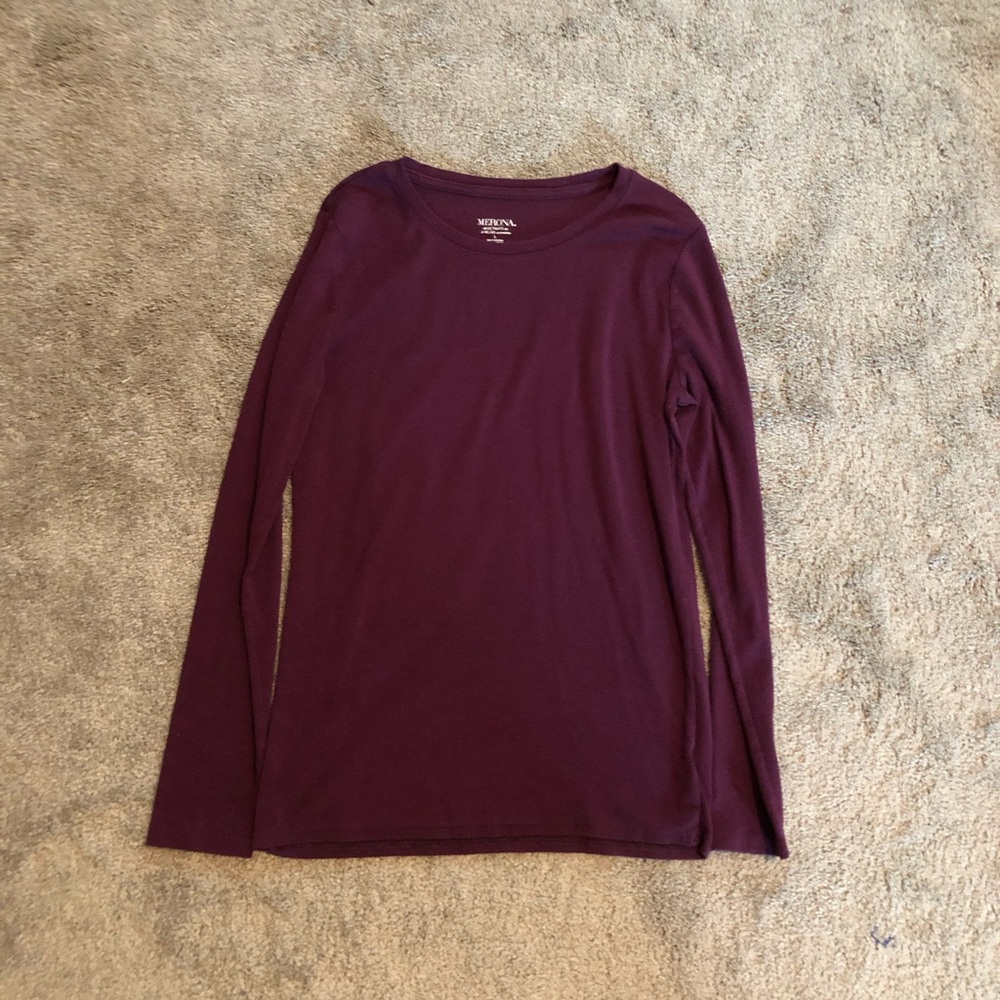 Merona Burgundy Long sleeve Top Size L